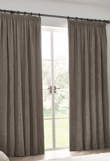 Heavy Chenille Pencil Pleat, Greige - Ready Made Curtains